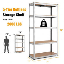 Load image into Gallery viewer, 35.5&quot; x 71&quot; Adjustable 5-Layer 2000 lbs Capacity Tool Shelf -Silver
