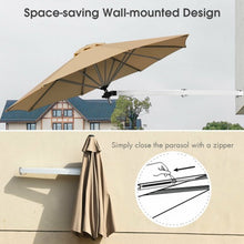 Load image into Gallery viewer, 8ft Wall-Mounted Telescopic Folding Tilt Aluminum Sun Shade Umbrella-Beige
