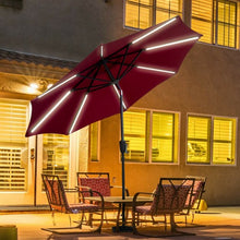 Load image into Gallery viewer, 9 Ft Patio Solar Powered Umbrella with LED Light-Red
