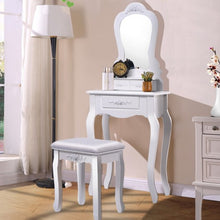 Load image into Gallery viewer, Compact Vanity Makeup Dressing Table Stool Set White
