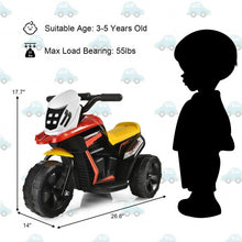 Load image into Gallery viewer, 6V 3-Wheel Electric Ride-On Toy Motorcycle Trike with Music and Horn
