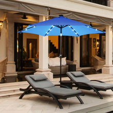 Load image into Gallery viewer, 9&#39; Solar LED Lighted Patio Market Umbrella Tilt Adjustment Crank Lift -Blue
