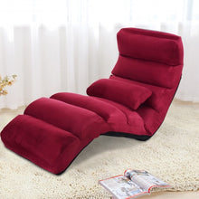 Load image into Gallery viewer, Folding Lazy Sofa Chair Stylish Sofa Couch Beds Lounge Chair W/Pillow-Burgundy
