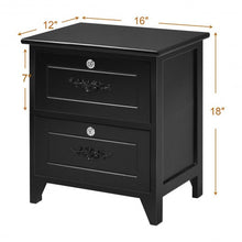 Load image into Gallery viewer, Solid Wood Elegant Storage Nightstand w/ 2 Locking Drawers-Black
