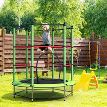 Load image into Gallery viewer, 55&quot; Youth Jumping Round Trampoline with Safety Pad Enclosure-Green
