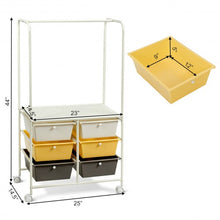 Load image into Gallery viewer, 6 Drawer Rolling Storage Cart with Hanging Bar -Yellow
