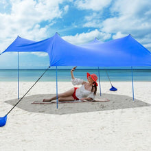 Load image into Gallery viewer, 10&#39; x 9&#39; Family Beach Tent Canopy Sunshade w/ 4 Poles-Blue
