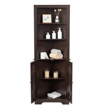 Load image into Gallery viewer, Free Standing Tall Bathroom Corner Storage Cabinet with 3 Shelves-Brown

