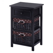 Load image into Gallery viewer, Black/White 3 Tiers 1 Drawer Night Stand-Black
