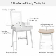 Load image into Gallery viewer, Vanity Dressing Table Set Flip Mirror Desk Furniture Stool

