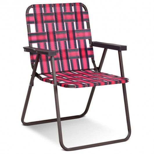 6 pcs Folding Beach Chair Camping Lawn Webbing Chair-Red
