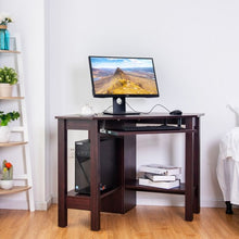 Load image into Gallery viewer, Wooden Study Computer Corner Desk with Drawer-Coffee
