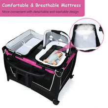 Load image into Gallery viewer, 4 in 1 Convertible Portable Baby Playard w/ Toys &amp; Music Center-Rose
