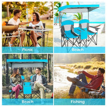 Load image into Gallery viewer, Portable Folding Camping Canopy Chairs w/ Cup Holder-Blue
