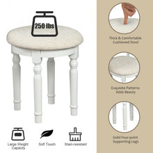 Load image into Gallery viewer, Tri-Fold Mirror Table Stool Wooden Vanity Make Up Dressing Set-White
