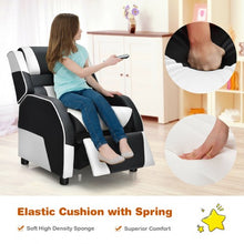Load image into Gallery viewer, Kids Youth PU Leather Gaming Sofa Recliner with Headrest and Footrest-White
