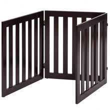 Load image into Gallery viewer, 24&#39;&#39; Folding Standing 3 Panels Wood Pet Fence-Brown
