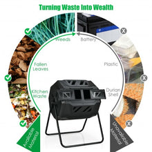 Load image into Gallery viewer, 43 Gallon Composting Tumbler Compost Bin with Dual Rotating Chamber
