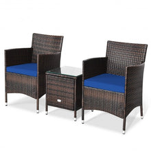 Load image into Gallery viewer, 3 Pcs Patio Furniture Set Outdoor Wicker Rattan Set-Navy
