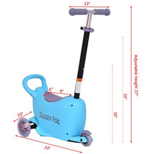 Load image into Gallery viewer, 3 in 1 Storage Kids Kick Wheel Scooter w/ Adjust Handle Bar-Blue
