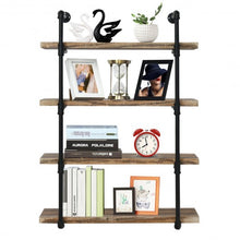 Load image into Gallery viewer, 4-Shelf Rustic Pipe Shelving Unit Vintage Industrial Pipe Wall Shelf
