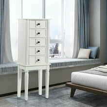 Load image into Gallery viewer, Standing Jewelry Cabinet Armoire with Top Flip Makeup Mirror
