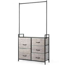 Load image into Gallery viewer, 5 Drawers Fabric Dresser with Hanger Metal Top Storage Closet Organizer
