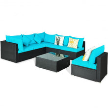 Load image into Gallery viewer, 7-Piece Outdoor Wicker Patio Sofa Set-Turquoise
