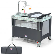 Load image into Gallery viewer, 5-in-1  Portable Baby Beside Sleeper Bassinet Crib Playard w/Diaper Changer-Gray
