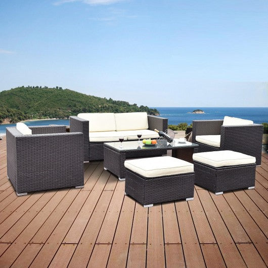 6 pcs Patio Rattan Wicker Furniture Set