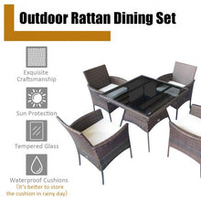 Load image into Gallery viewer, Outdoor 5PCS Dining Table Set with 1 Table and 4 Single Sofas
