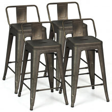 Load image into Gallery viewer, 24&quot; Set of 4 Low Back Metal Counter Stool Stools-Gun

