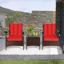 Load image into Gallery viewer, 3 PCS Patio Rattan Furniture Set-Red
