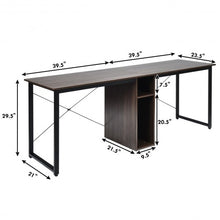 Load image into Gallery viewer, 2 Person Computer Desk with Cabinet and X-Shaped Frame
