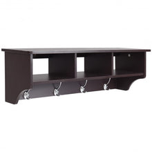 Load image into Gallery viewer, Wall Mount Cubby Organizer Hooks Entryway Storage Shelf-Brown
