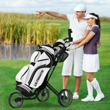 Load image into Gallery viewer, Folding 3 Wheels Golf Push Cart with Brake Scoreboard Adjustable Handle-Gray
