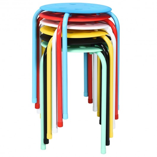 Set of 6 Portable Plastic Stack Stools -Multicolor