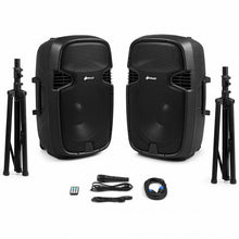 Load image into Gallery viewer, 3000 W Dual 15&quot; Powered Speakers with Bluetooth
