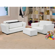 Load image into Gallery viewer, Soft Kids Double Sofa with Ottoman-White

