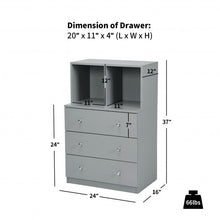 Load image into Gallery viewer, 3 Drawer Dresser with Cubbies Storage Chest for Bedroom Living Room-Gray
