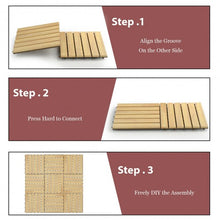 Load image into Gallery viewer, 10 PCS 12&quot; x 12&quot; Acacia Wood  Interlocking Stripe Deck Tiles
