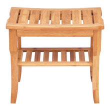 Load image into Gallery viewer, Bathroom Bamboo Shower Chair Bench with Storage Shelf
