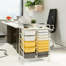 Load image into Gallery viewer, 15-Drawer Storage Rolling Organizer Cart-Yellow
