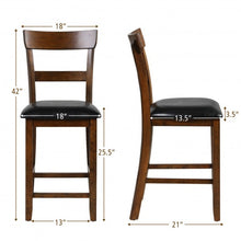 Load image into Gallery viewer, 2Pcs Counter Height Chair Set with Leather Seat and Rubber Wood Legs
