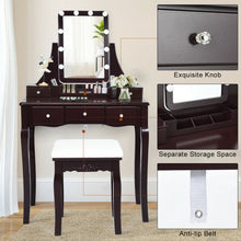 Load image into Gallery viewer, Dimmable Bulbs Touch Switch Vanity Dressing Table Set with Removable Box-Coffee
