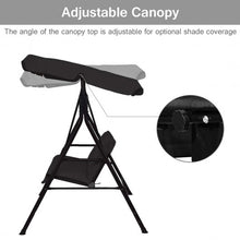 Load image into Gallery viewer, Steel Frame Outdoor Loveseat Patio Canopy Swing with Cushion-Black
