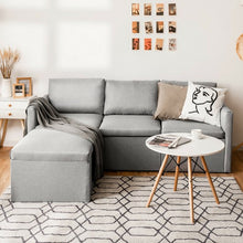 Load image into Gallery viewer, Convertible L-Shaped Sectional Sofa Couch with Reversible Chaise-Light Gray
