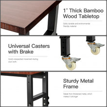Load image into Gallery viewer, 48&quot;×24&quot; Adjustable Height Workbench Mobile Tool Bench Bamboo Top w/Caster-CF

