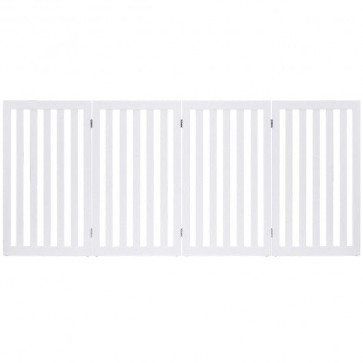 35'' Folding Standing 4 Panel Wood Pet Fence-White