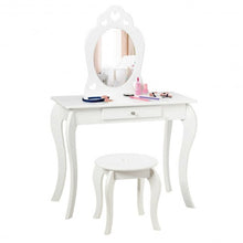 Load image into Gallery viewer, Kids Princess Makeup Dressing Play Table Set with Mirror -White
